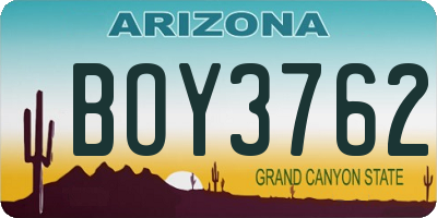 AZ license plate BOY3762