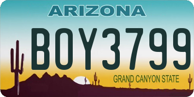 AZ license plate BOY3799