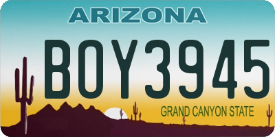 AZ license plate BOY3945