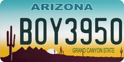 AZ license plate BOY3950