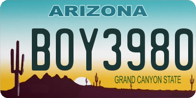 AZ license plate BOY3980