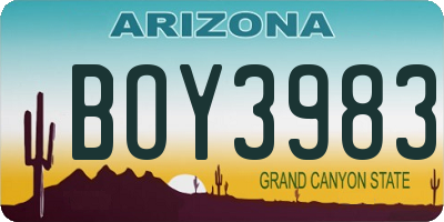 AZ license plate BOY3983