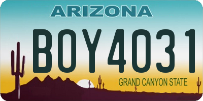 AZ license plate BOY4031