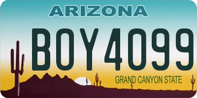 AZ license plate BOY4099