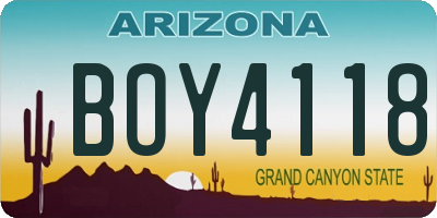AZ license plate BOY4118