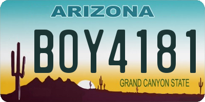 AZ license plate BOY4181