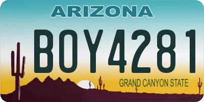 AZ license plate BOY4281