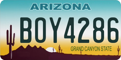 AZ license plate BOY4286