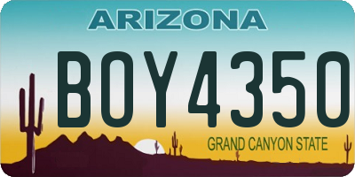 AZ license plate BOY4350