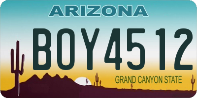 AZ license plate BOY4512