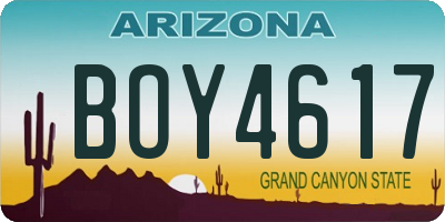 AZ license plate BOY4617