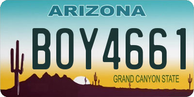 AZ license plate BOY4661