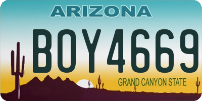 AZ license plate BOY4669