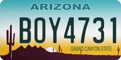 AZ license plate BOY4731