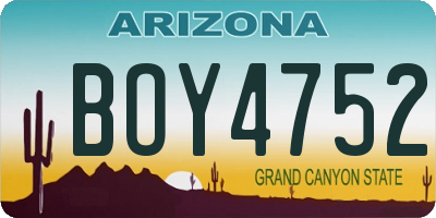 AZ license plate BOY4752