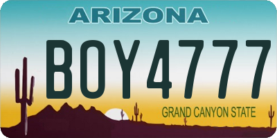 AZ license plate BOY4777
