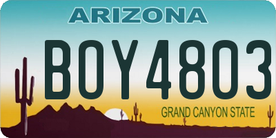 AZ license plate BOY4803