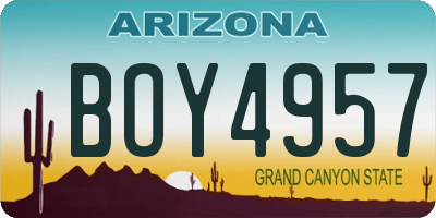 AZ license plate BOY4957