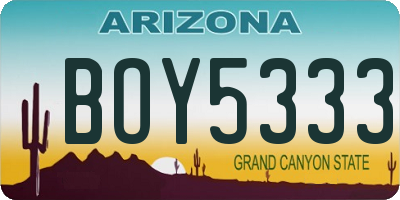 AZ license plate BOY5333