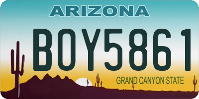 AZ license plate BOY5861
