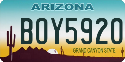 AZ license plate BOY5920