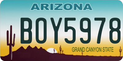 AZ license plate BOY5978