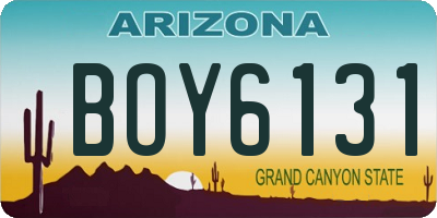 AZ license plate BOY6131