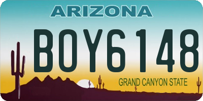 AZ license plate BOY6148