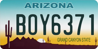 AZ license plate BOY6371