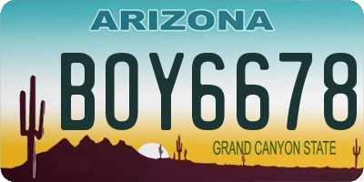 AZ license plate BOY6678