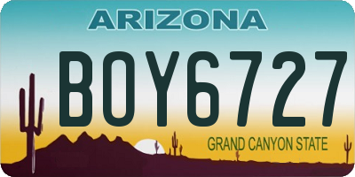 AZ license plate BOY6727