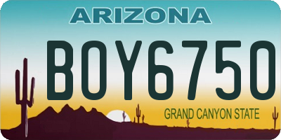 AZ license plate BOY6750