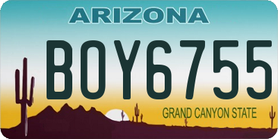 AZ license plate BOY6755