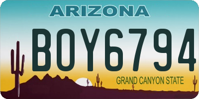 AZ license plate BOY6794