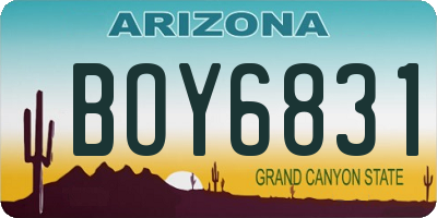 AZ license plate BOY6831