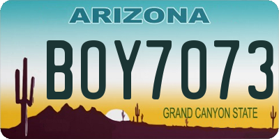 AZ license plate BOY7073