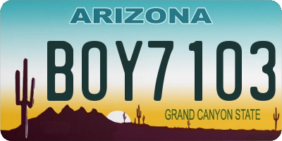 AZ license plate BOY7103