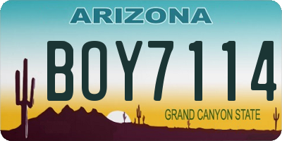 AZ license plate BOY7114