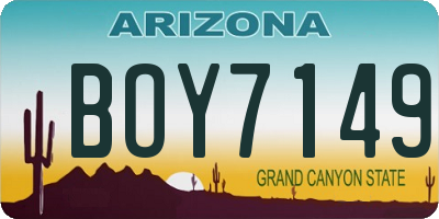 AZ license plate BOY7149