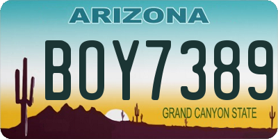 AZ license plate BOY7389