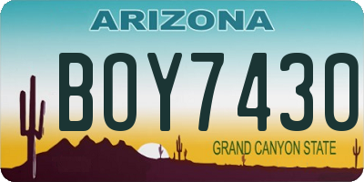 AZ license plate BOY7430