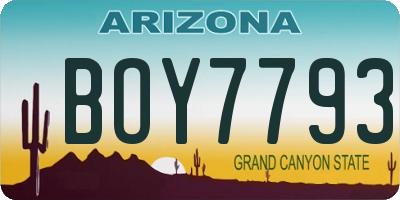 AZ license plate BOY7793