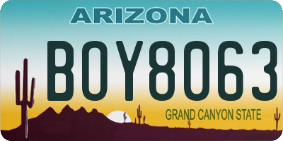 AZ license plate BOY8063