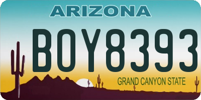 AZ license plate BOY8393