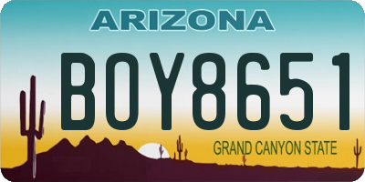 AZ license plate BOY8651