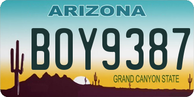 AZ license plate BOY9387