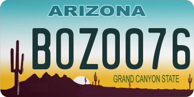 AZ license plate BOZ0076