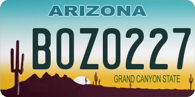 AZ license plate BOZ0227