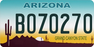 AZ license plate BOZ0270