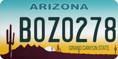 AZ license plate BOZ0278